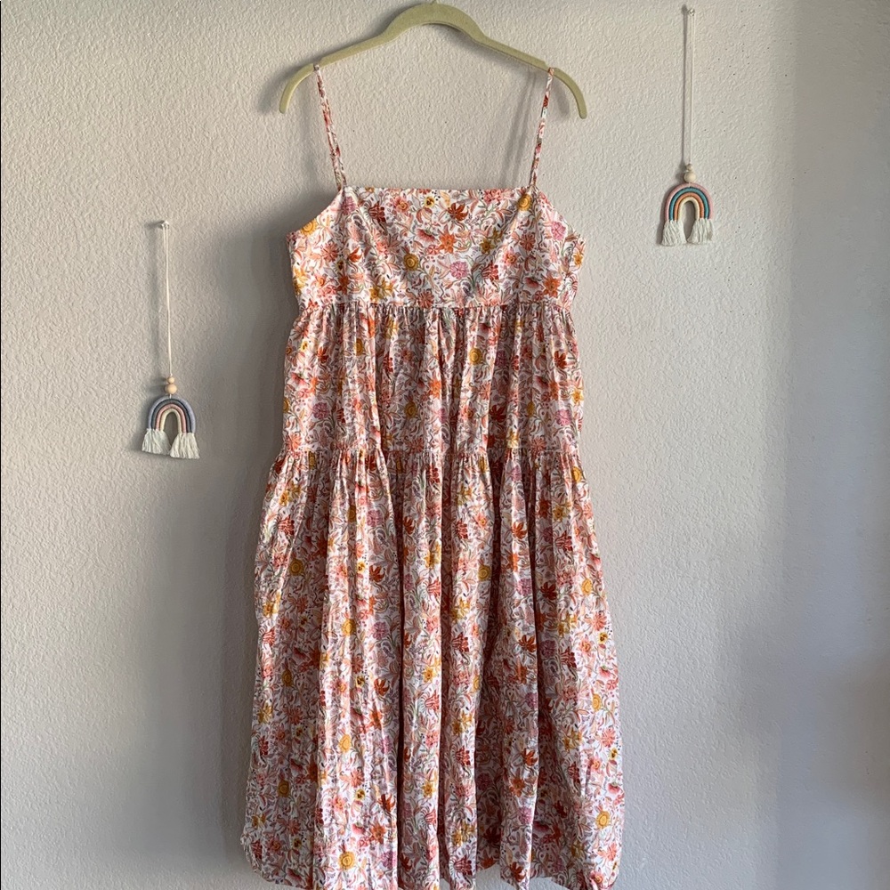 JCrew Tier Tie Back Liberty Dress Midi Sundress 10